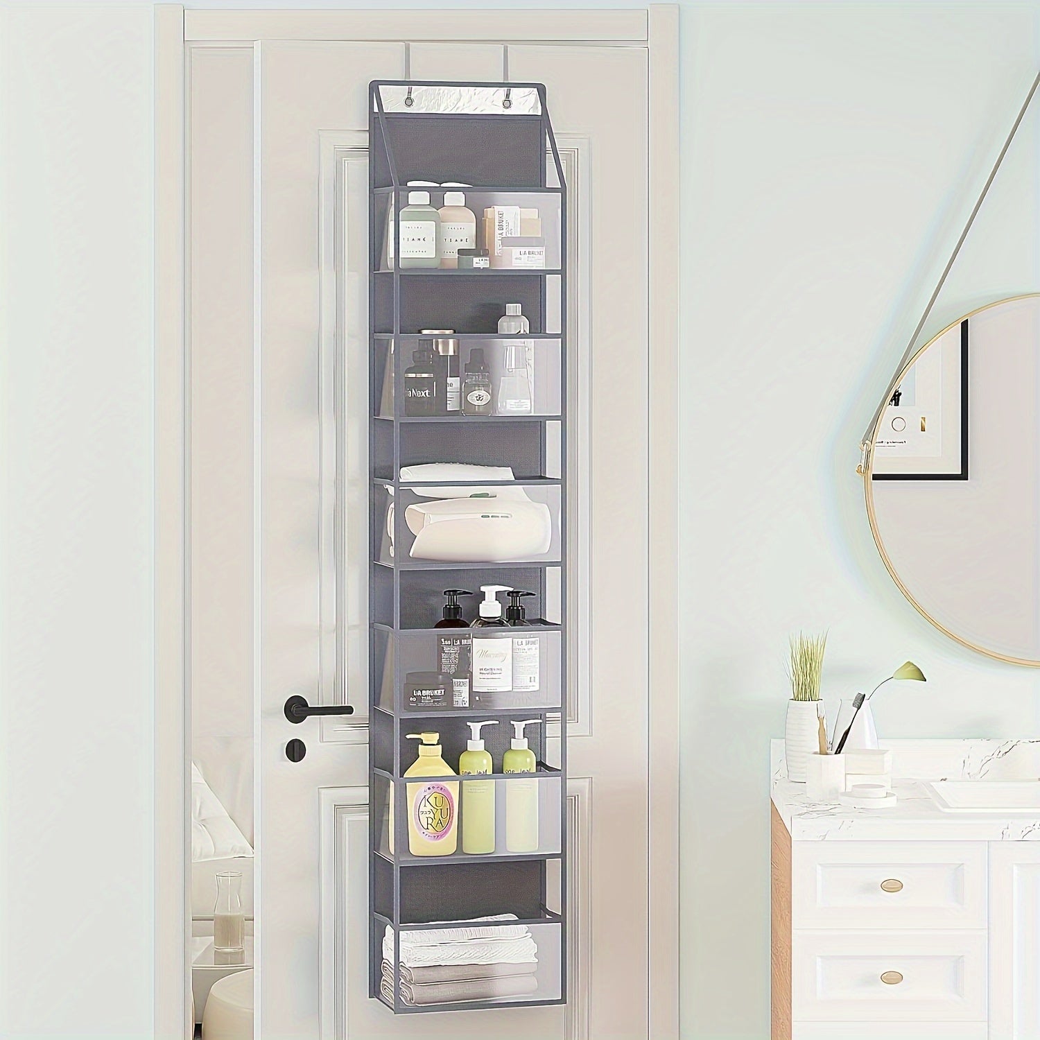 6-pocket hanging box on door with clear plastic pockets - Space-saving storage for bedrooms, wardrobes, bathrooms, apartments and dormitories - perfect for shirts, socks, towels and more, wardrobe storage and storage