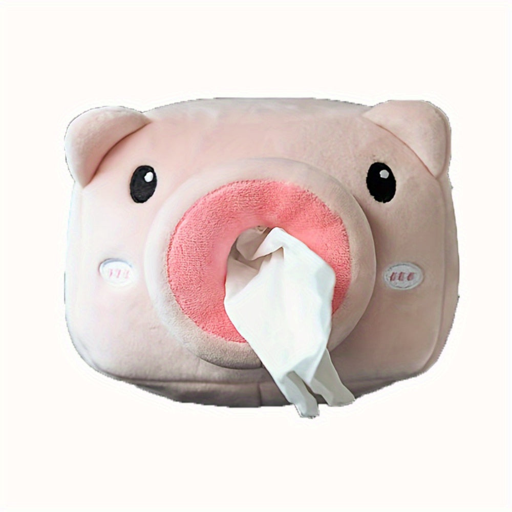Cute Plush Animal Car Tissue Box Holder - Portable, Multi-Functional Drawer Design For Women'S Vehicles Cute Car Accessories For Women Tissue Box Holder Car