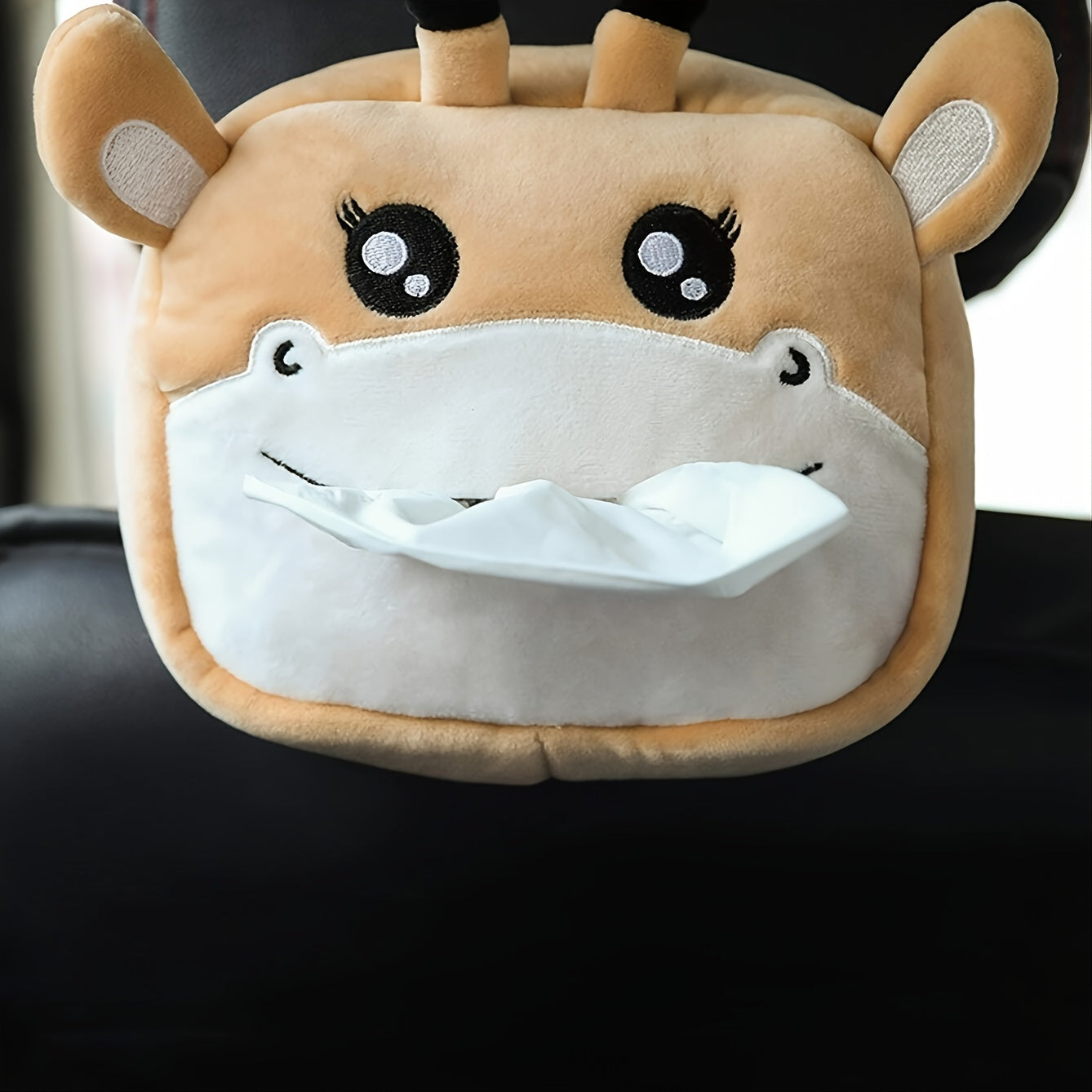 Cute Plush Animal Car Tissue Box Holder - Portable, Multi-Functional Drawer Design For Women'S Vehicles Cute Car Accessories For Women Tissue Box Holder Car