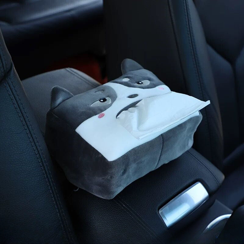 Cute Plush Animal Car Tissue Box Holder - Portable, Multi-Functional Drawer Design For Women'S Vehicles Cute Car Accessories For Women Tissue Box Holder Car