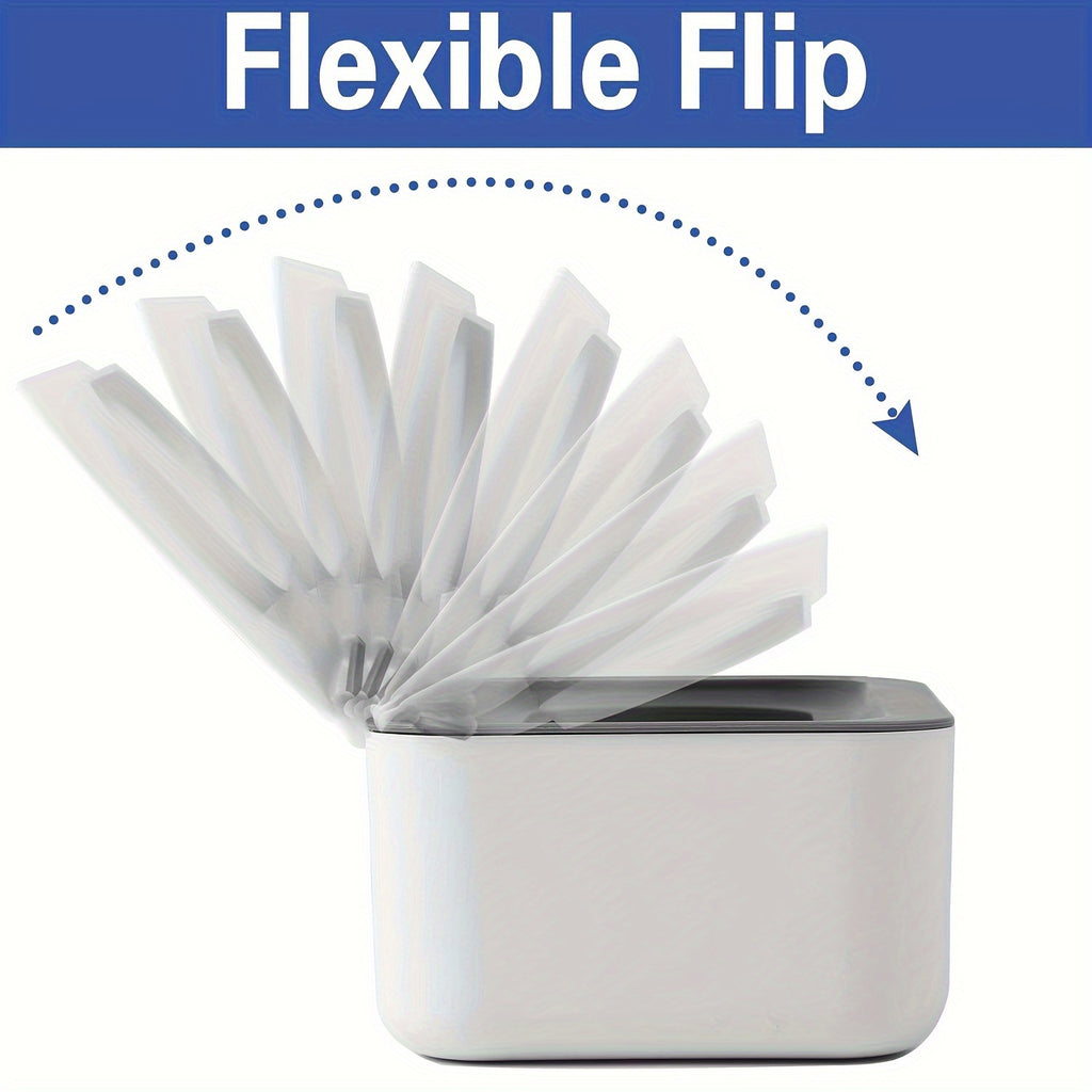 Easy-Tear Tissue Dispenser for Adults 14+, Refillable Wet Wipe Dispenser, Single-Hand Operation, Non-Slip Base, Compatible with Various Tissues, White PP Material