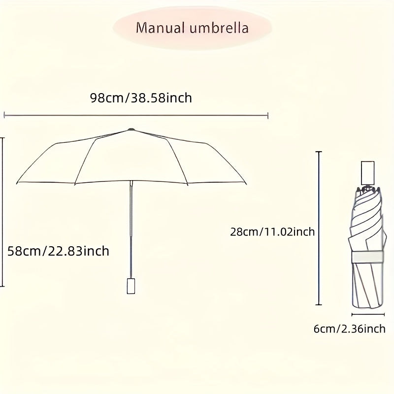 1pc Stitch Printed Manual Umbrella, Dual Use Sunshade, Black Rubber Sunscreen, Folding Outdoor Accessory for Camping, Hiking, Travel, Back to School, Ideal for Birthday, Christmas, Mother's Day Gifts