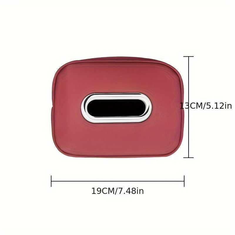 1pc PUPU PU Leather Car Tissue Box Holder, Multi-Functional Storage Organizer for Sun Visor, Seat Back, Armrest - Vehicle Interior Accessory