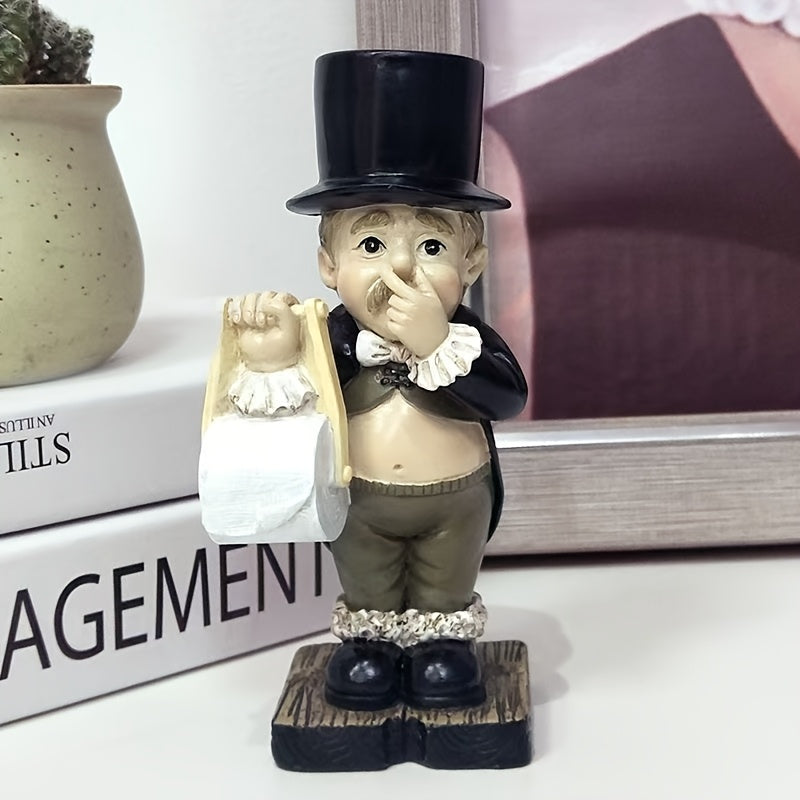 Room Decor Resin Gentleman Tissue Holder Figurine, Creative European Style Modern Simple Home Decor, Fashionable Personality Decoration for Bathroom and Office
