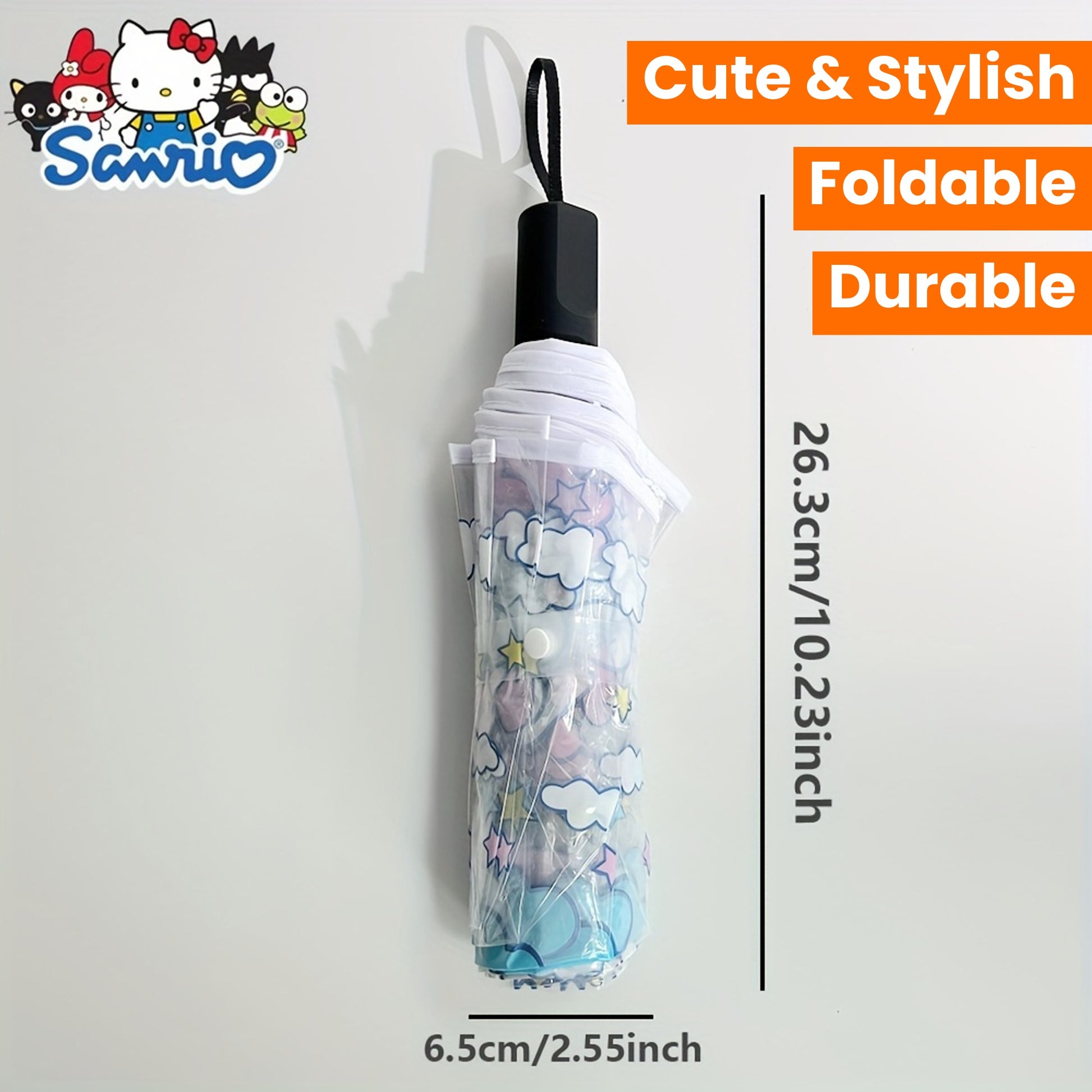Sanrio Cute & Stylish Transparent Umbrella - Durable, Foldable Design for Men & Women - Perfect Gift Idea