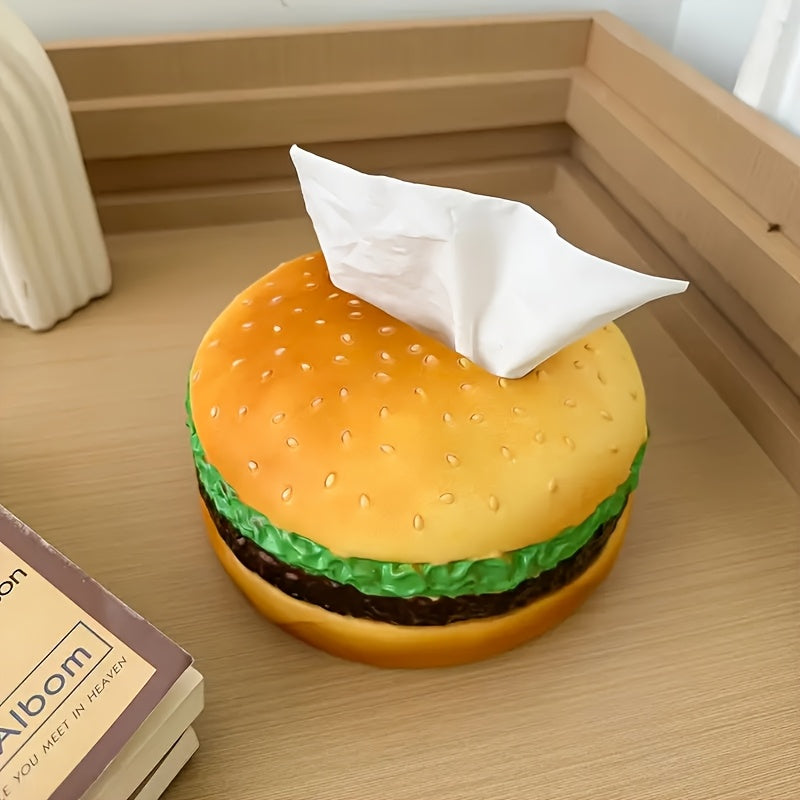 Hamburger Tissue Box Cover - Humorous Decorative Item for Kitchen Counter, Dining Table, Or Living Room | Unique Tissue Paper Holder Gift for Loved Ones