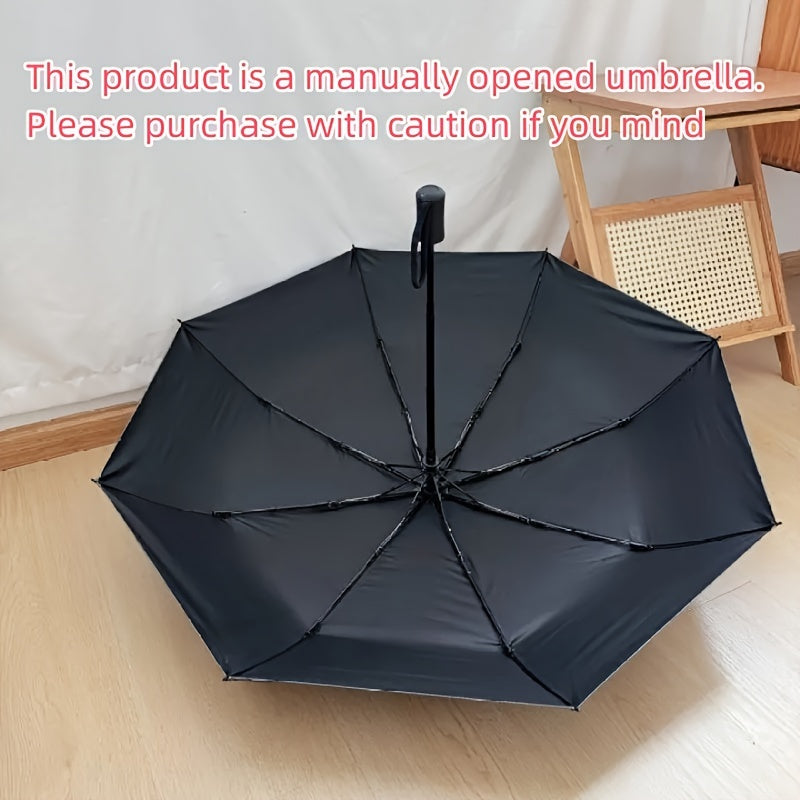 1pc Stitch Printed Manual Umbrella, Dual Use Sunshade, Black Rubber Sunscreen, Folding Outdoor Accessory for Camping, Hiking, Travel, Back to School, Ideal for Birthday, Christmas, Mother's Day Gifts