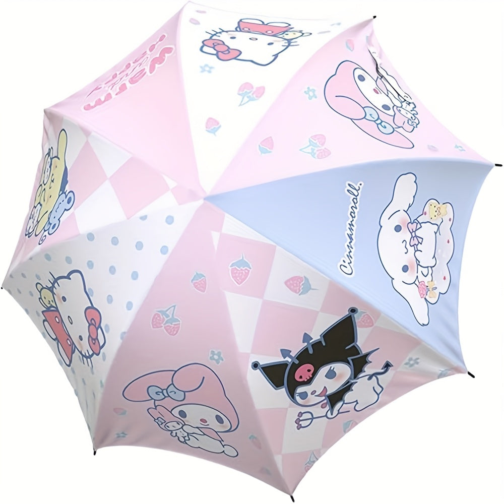 For Kuromi Compact Folding Umbrella - Dual-Use for Sun & Rain, UV Protection, Portable, Cute Cartoon Design with EVA Ribs, Black Glue Folding, Authorized Product