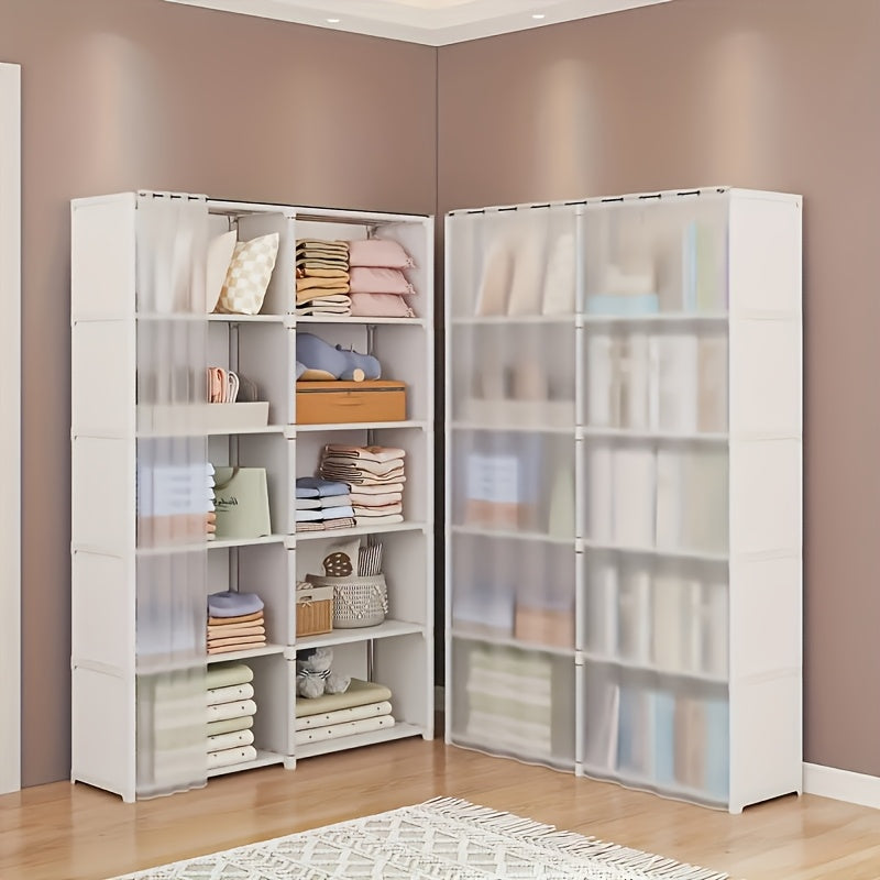 6-Tier Steel Storage Organizer with Transparent Doors - Easy Assembly, Multi-Row Bookshelf & Wardrobe for Home, Office, Classroom, Dorm