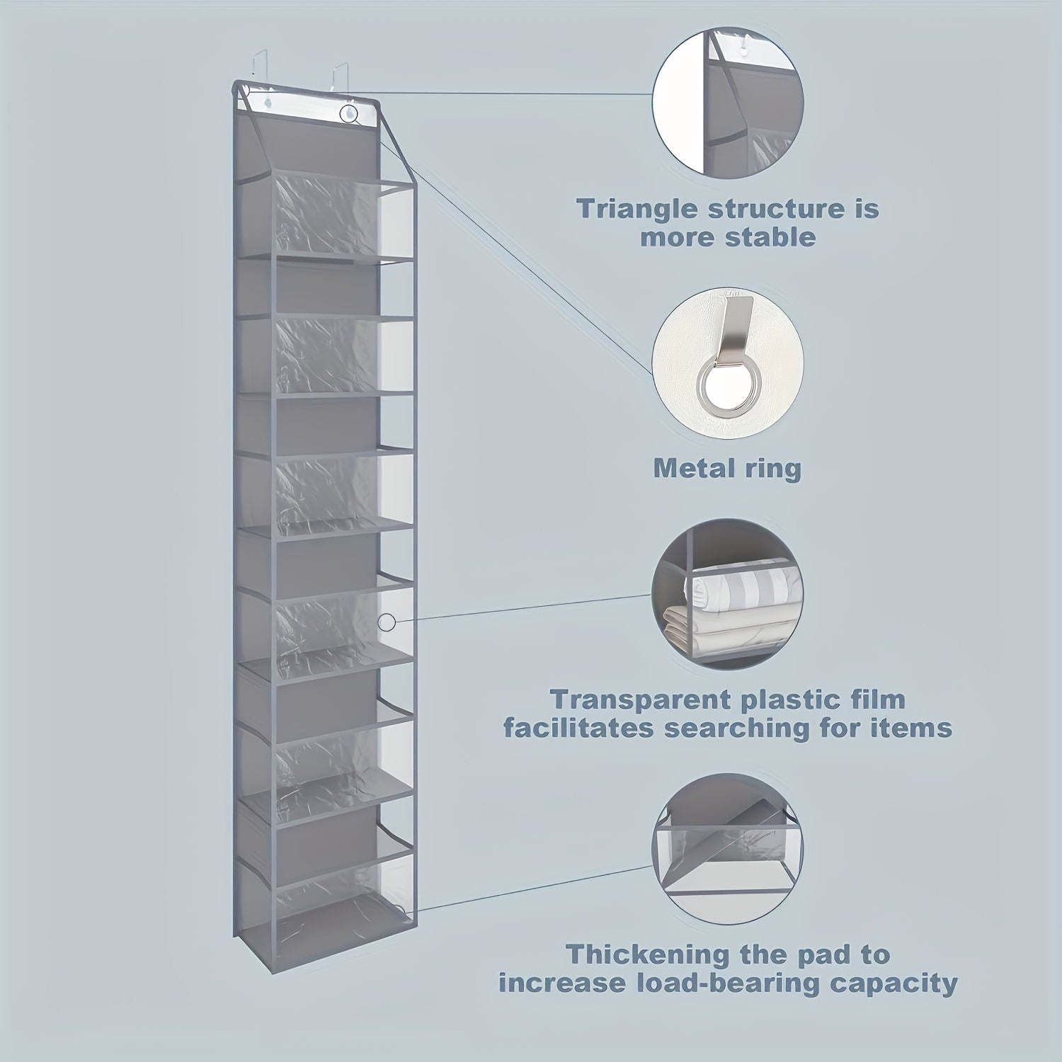 6-pocket hanging box on door with clear plastic pockets - Space-saving storage for bedrooms, wardrobes, bathrooms, apartments and dormitories - perfect for shirts, socks, towels and more, wardrobe storage and storage