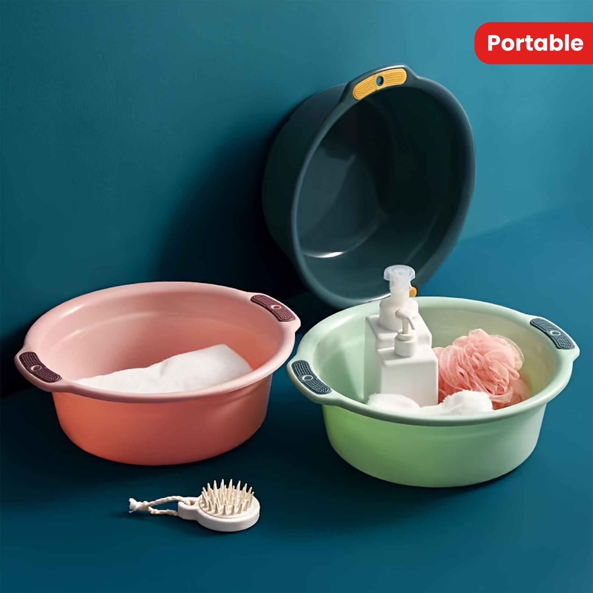 1pc, Wash Basin, Plastic Washbasin, Thickened Wash Basin, Household Wash Basin, Dormitory Basin, Dormitory Washbasin, Portable Footbath, Outdoor Portable Basin For Washing Feet, Basin For Home Outdoor Dorm, Back To School Supplies