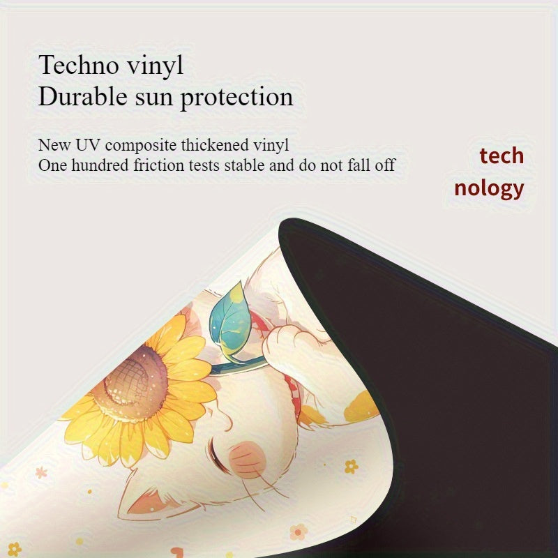 Cat & Sunflower Automatic Sun Umbrella - UV Protection Travel Umbrella with 8-Rib Compact Folding Design, Cute Cat Holding Sunflower Pattern, Lightweight Windproof for Rain & Shine, Stylish Outdoor Accessory