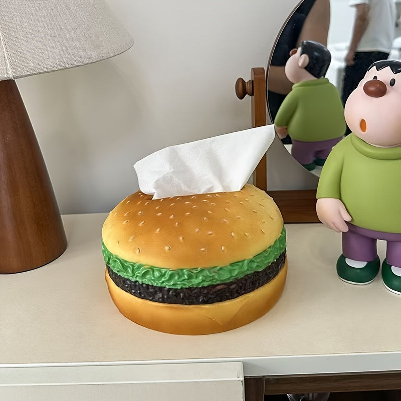 Hamburger Tissue Box Cover - Humorous Decorative Item for Kitchen Counter, Dining Table, Or Living Room | Unique Tissue Paper Holder Gift for Loved Ones