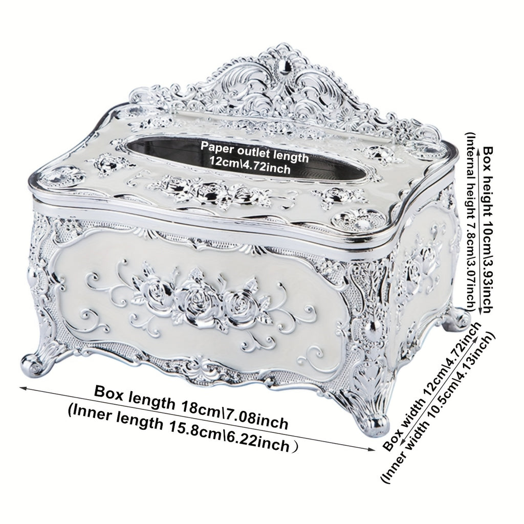 1pc European Style Craft Tissue Storage Box, High-end Hotel Cafe Restaurant Napkin Decorative Box, Desktop Paper Organizer