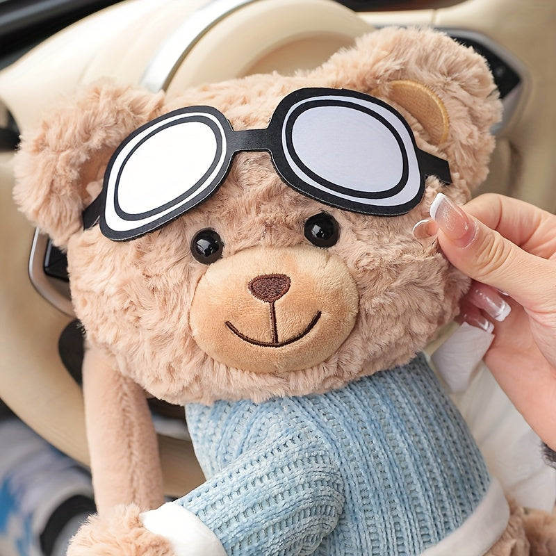 1 Cute Cartoon Car Interior Decoration Tissue Box - Creative Hanging Paper Towel Holder, Multifunctional Storage for Easy Access, Suitable for Cars
