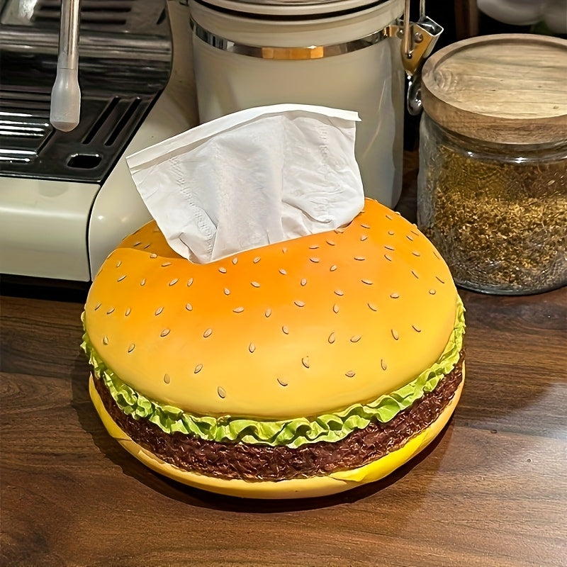 Hamburger Tissue Box Cover - Humorous Decorative Item for Kitchen Counter, Dining Table, Or Living Room | Unique Tissue Paper Holder Gift for Loved Ones