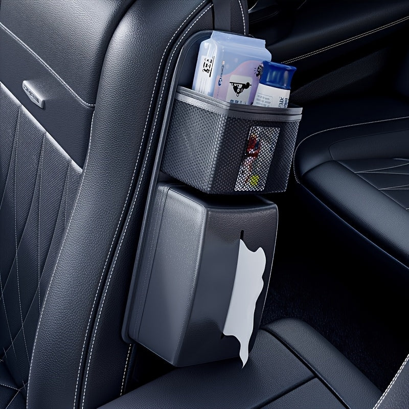 Multifunctional Car Tissue Box, Side Seat Tissue Holder for Cars, Practical Storage Hanging Bag Paper Dispenser, Car Organizer - Ideal Gift
