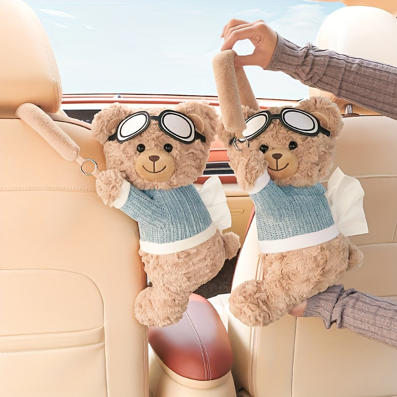1 Cute Cartoon Car Interior Decoration Tissue Box - Creative Hanging Paper Towel Holder, Multifunctional Storage for Easy Access, Suitable for Cars
