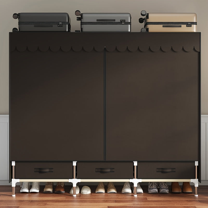 Freestanding Metal Closet with Drawers, Easy Assembly Wardrobe for Bedroom, Full Steel Frame, Versatile Storage System, Mixed Color, Independent Installation, Secure Storage Capacity \u003C3.2 Cubic Feet, Assembled Height ≥27 Inches