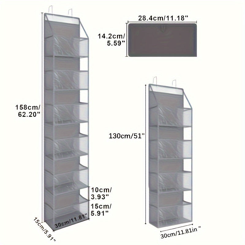 6-pocket hanging box on door with clear plastic pockets - Space-saving storage for bedrooms, wardrobes, bathrooms, apartments and dormitories - perfect for shirts, socks, towels and more, wardrobe storage and storage