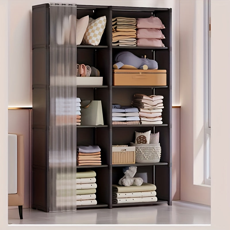 6-Tier Easy-to-Assemble Bookshelf & Wardrobe - Single\u002FDouble Row Configurations, Space-Saving Storage for Clothes, Books, Office Supplies - Durable Multi-Purpose Organizer for Home, Office, Dorm, Classroom, Book Shelves