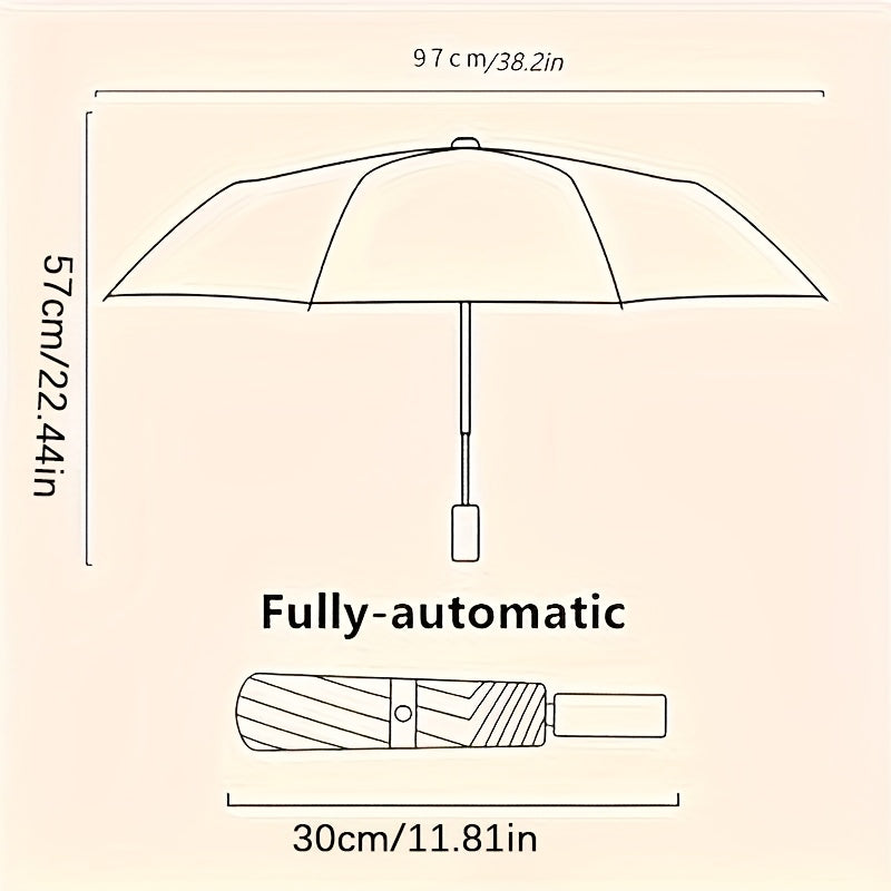 Cute Cartoon Cat Automatic Folding Umbrella - UV Protection & Rain Dual-Use Compact Lightweight Umbrella with 8-Rib Carbon Fiber Frame, Durable 190T Fabric for Students, Travel, Going Out, Outdoor Umbrella