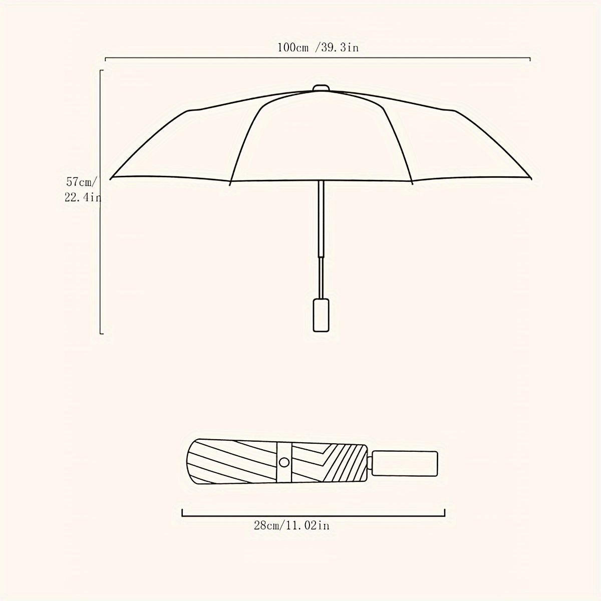 Automatic Open & Close Folding Umbrella with 8 Iron Ribs, Plastic Handle & 190T Pongee Fabric – Stylish Cat Pattern, Windproof Portable Foldable Umbrella for Sun & Rain Protection