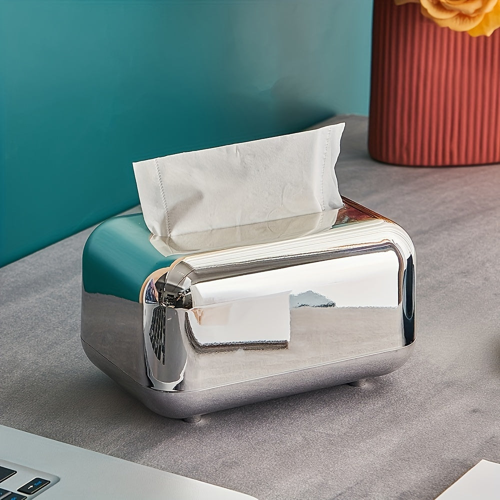 1pc Vintage-Inspired Bread Shape Tissue Box - Electroplated Luxury Holder with 2 Color Options - Bathroom Accessories, Organizers, and Storage for a Clutter-Free Space