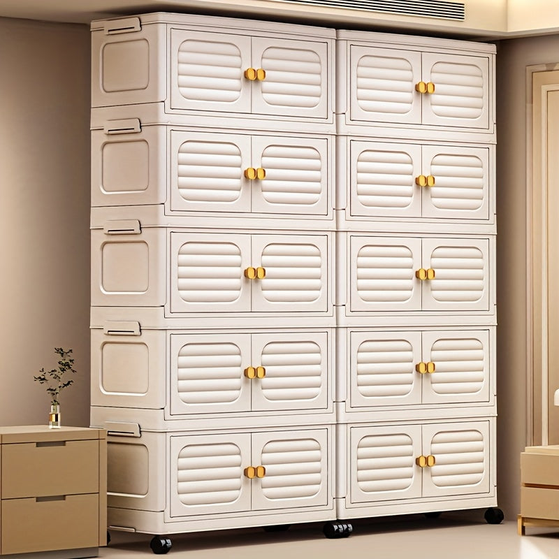 Multi-Layer Plastic Storage Rack, Folding Waterproof Wardrobe, Rectangular Shape, High Quality Home Bedroom Quilt Cabinet, Multi-Purpose