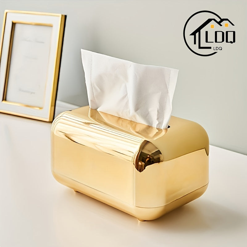 1pc Vintage-Inspired Bread Shape Tissue Box - Electroplated Luxury Holder with 2 Color Options - Bathroom Accessories, Organizers, and Storage for a Clutter-Free Space