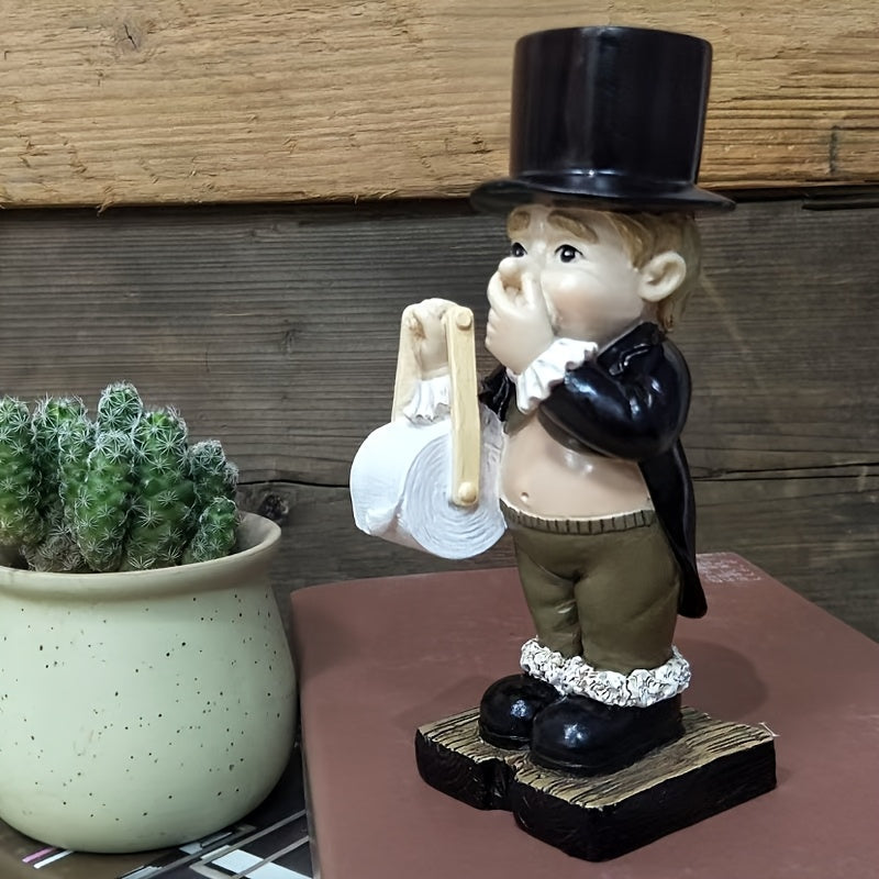 Room Decor Resin Gentleman Tissue Holder Figurine, Creative European Style Modern Simple Home Decor, Fashionable Personality Decoration for Bathroom and Office