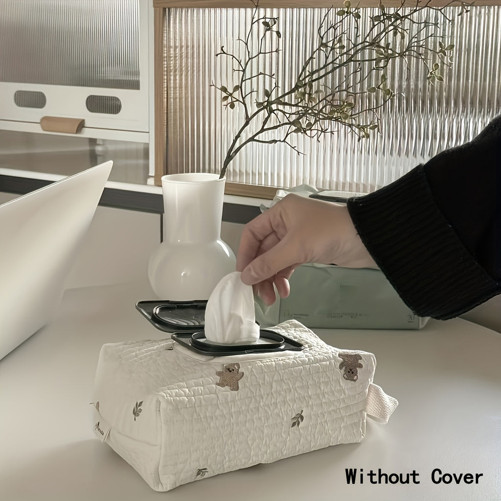 1pc Large Capacity Portable Travel Tissue Box Organizer with Flip Lid - Durable Polyester Fabric, Unfinished Design for Home, Office & On-the-Go Use, Travel Tissue Organizer | Decorative Tissues | Durable Organizer, Travel Tissue Packs