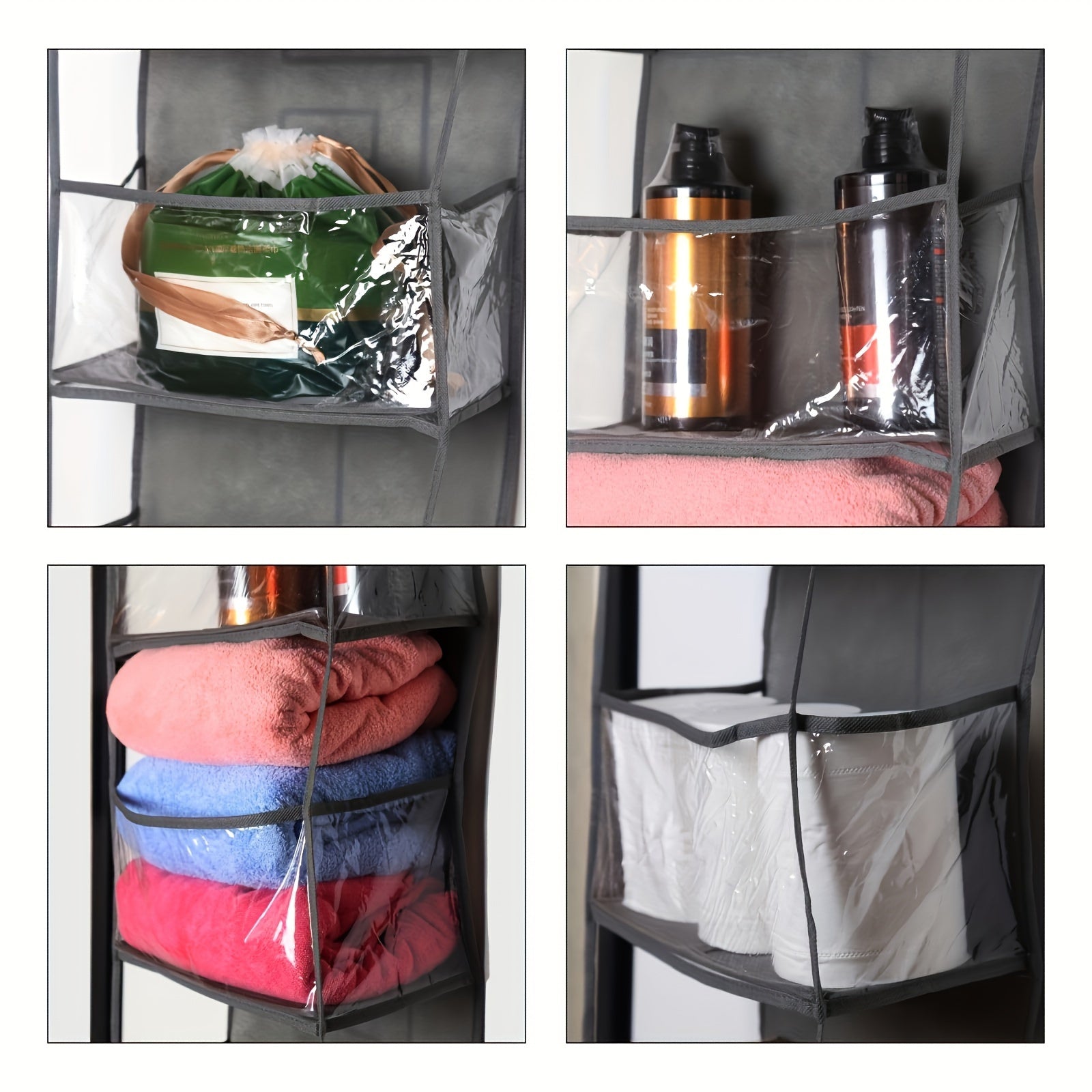 6-pocket hanging box on door with clear plastic pockets - Space-saving storage for bedrooms, wardrobes, bathrooms, apartments and dormitories - perfect for shirts, socks, towels and more, wardrobe storage and storage