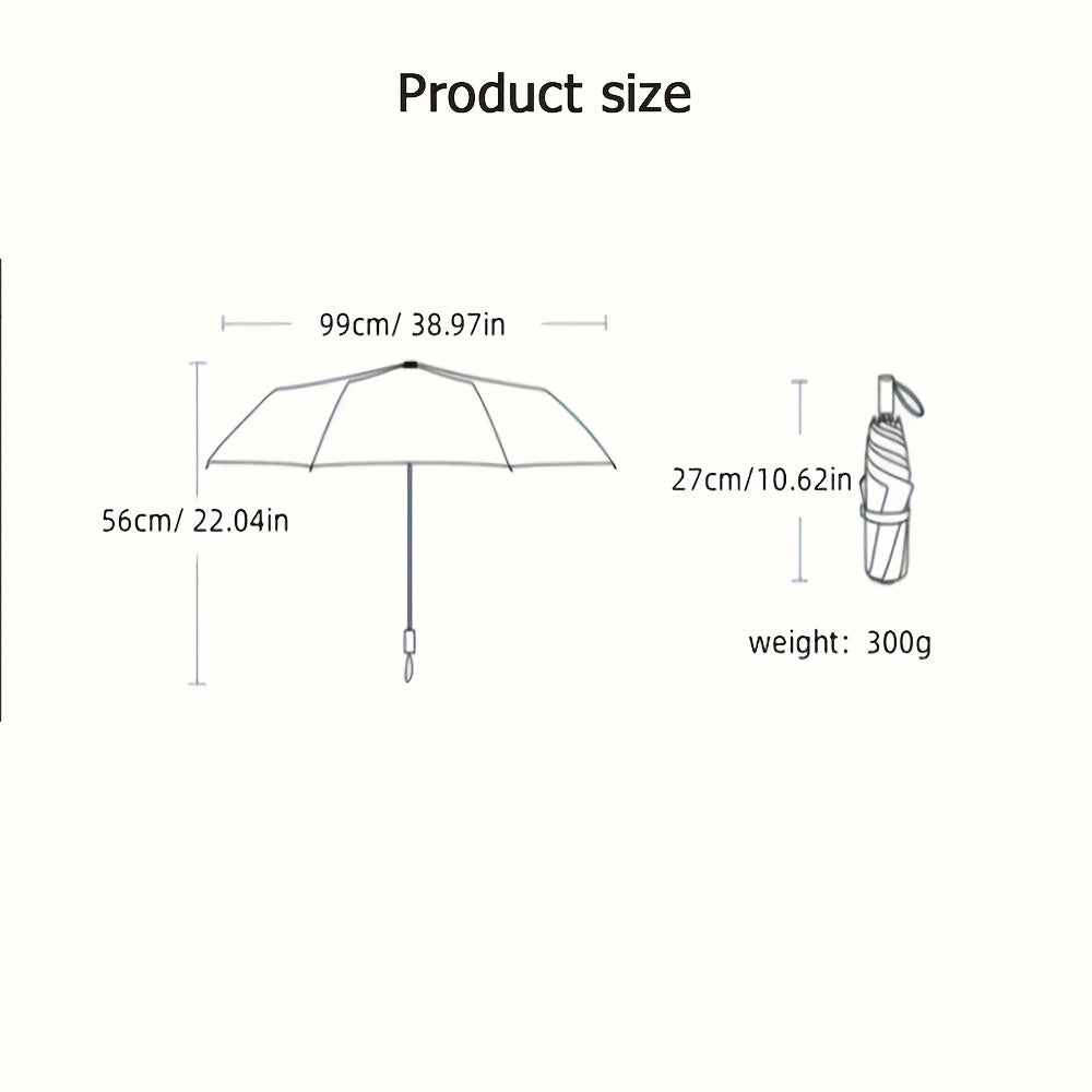 For Kuromi Compact Folding Umbrella - Dual-Use for Sun & Rain, UV Protection, Portable, Cute Cartoon Design with EVA Ribs, Black Glue Folding, Authorized Product