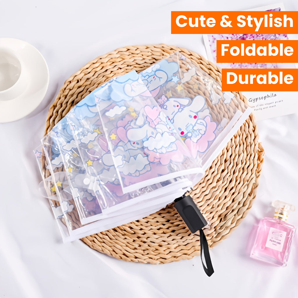 Sanrio Cute & Stylish Transparent Umbrella - Durable, Foldable Design for Men & Women - Perfect Gift Idea