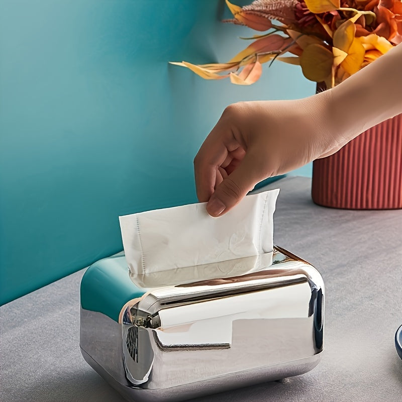 1pc Vintage-Inspired Bread Shape Tissue Box - Electroplated Luxury Holder with 2 Color Options - Bathroom Accessories, Organizers, and Storage for a Clutter-Free Space