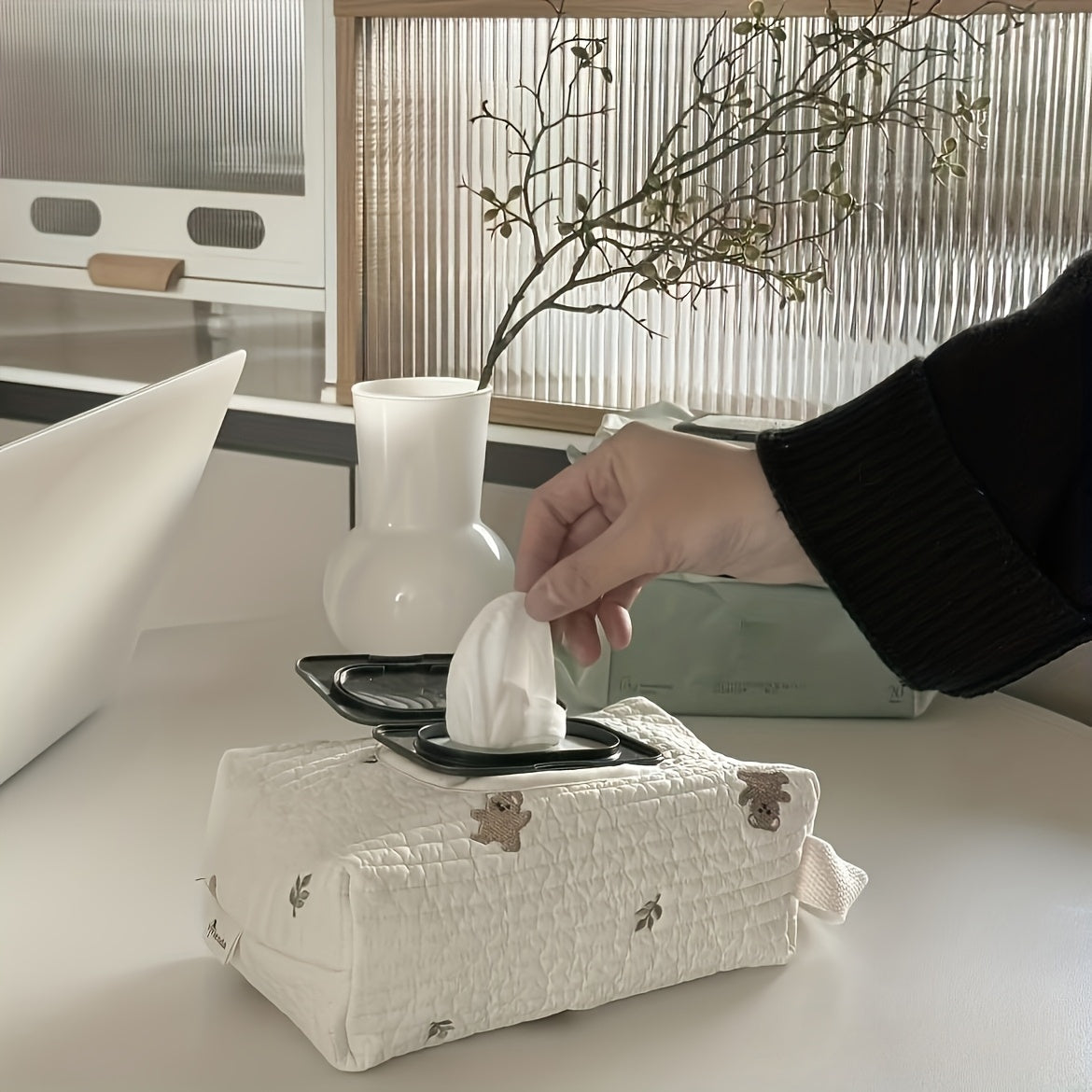 1pc Large Capacity Portable Travel Tissue Box Organizer with Flip Lid - Durable Polyester Fabric, Unfinished Design for Home, Office & On-the-Go Use, Travel Tissue Organizer | Decorative Tissues | Durable Organizer, Travel Tissue Packs