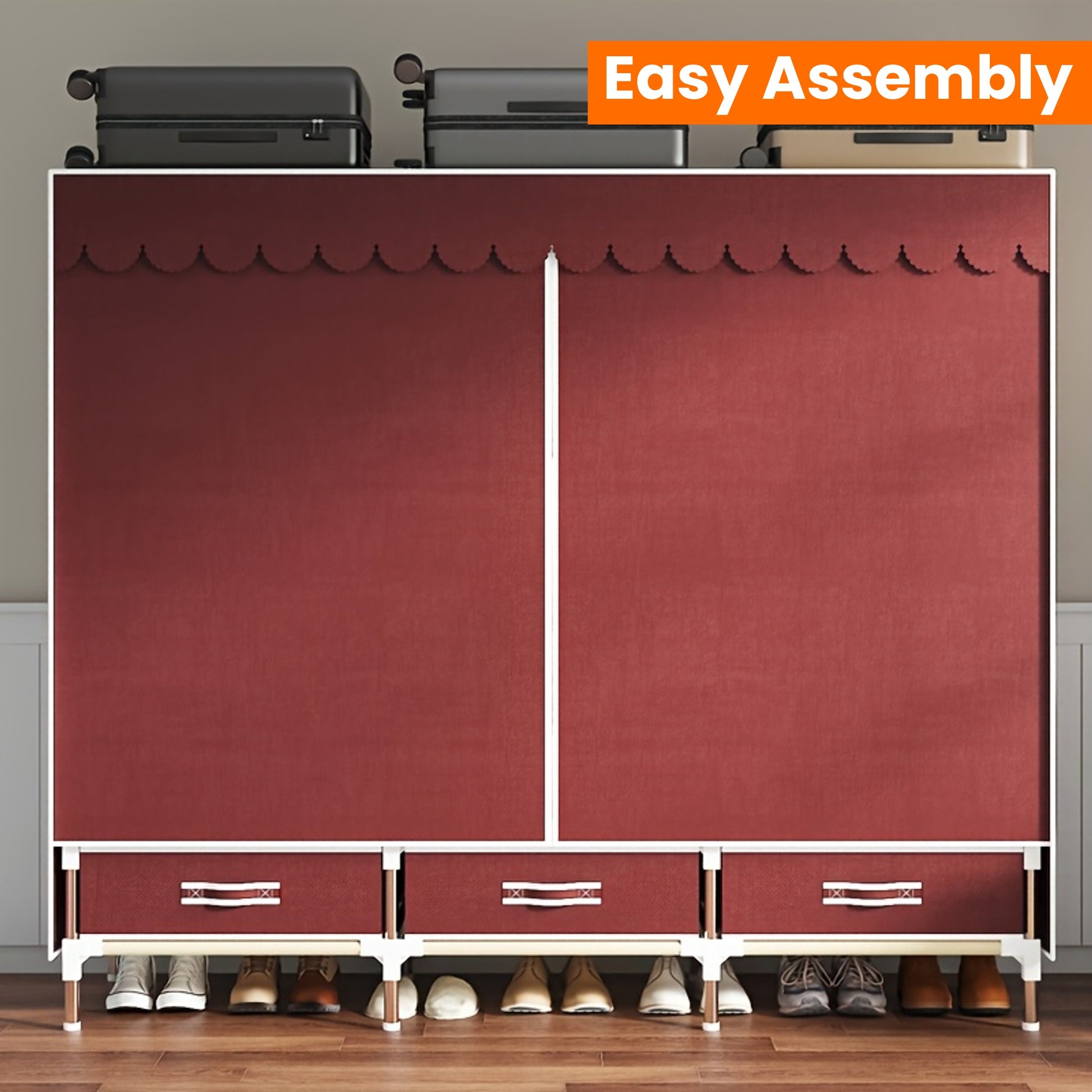 Freestanding Metal Closet with Drawers, Easy Assembly Wardrobe for Bedroom, Full Steel Frame, Versatile Storage System, Mixed Color, Independent Installation, Secure Storage Capacity \u003C3.2 Cubic Feet, Assembled Height ≥27 Inches