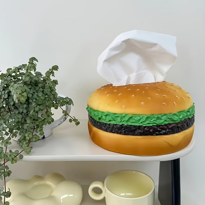 Hamburger Tissue Box Cover - Humorous Decorative Item for Kitchen Counter, Dining Table, Or Living Room | Unique Tissue Paper Holder Gift for Loved Ones