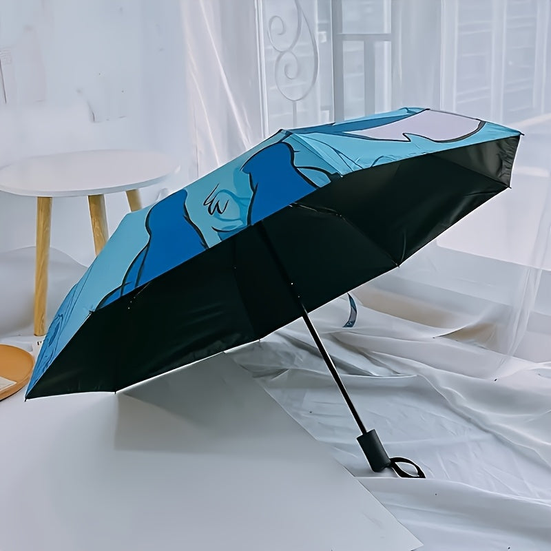 Disney Stitch A printed handmade parasol, dual-purpose sunshade, black rubber sun protection, foldable outdoor accessories, suitable for outdoor camping, hiking, travel, suitable for birthdays, Christmas, Mother's Day gifts.