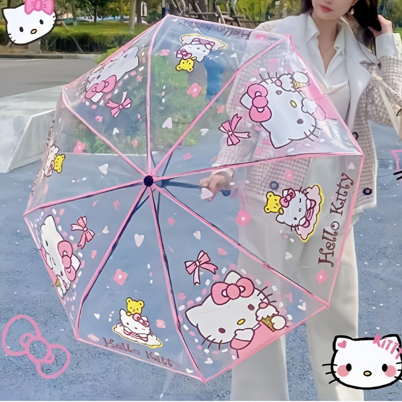 Sanrio Cute & Stylish Transparent Umbrella - Durable, Foldable Design for Men & Women - Perfect Gift Idea