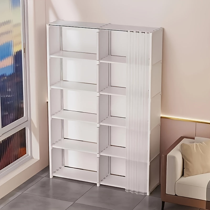1pc Freestanding Plastic Closet Organizer System, Portable Multi-Layer Storage Rack, Dustproof Clothing Wardrobe with Closed Storage \u003C3.2 Cubic Feet, Weather-Independent, Lightweight \u003C30 Lbs for Home, Office, & Dorm