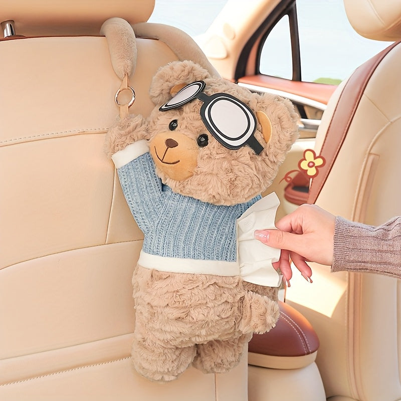 1 Cute Cartoon Car Interior Decoration Tissue Box - Creative Hanging Paper Towel Holder, Multifunctional Storage for Easy Access, Suitable for Cars